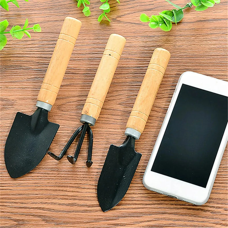 Multifunctional Mini Gardening Tool Set, Potting Tools, Wooden Handle, Dane, Rearring, Home, Plant, Bonsai, 3 Pcs Garden Vegetable Garden