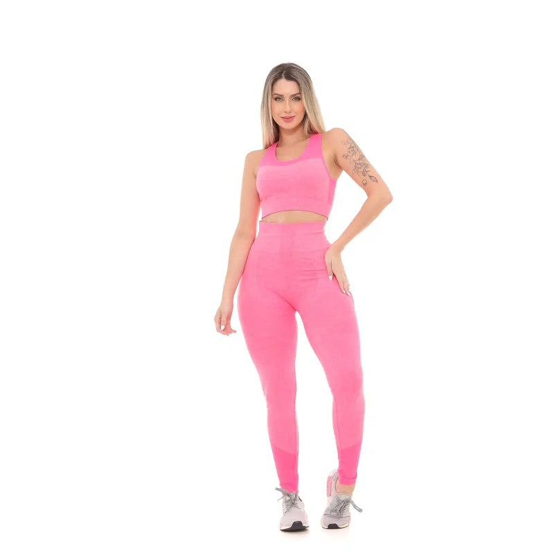 Calça Legging Academia Levanta e Empina Bumbum Fitness Feminina Cintura Alta Rosa