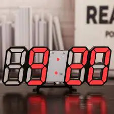 LED Digital Clock 3D Night Clock Electronic Table Alarm Adjustment Bright Wall Clock