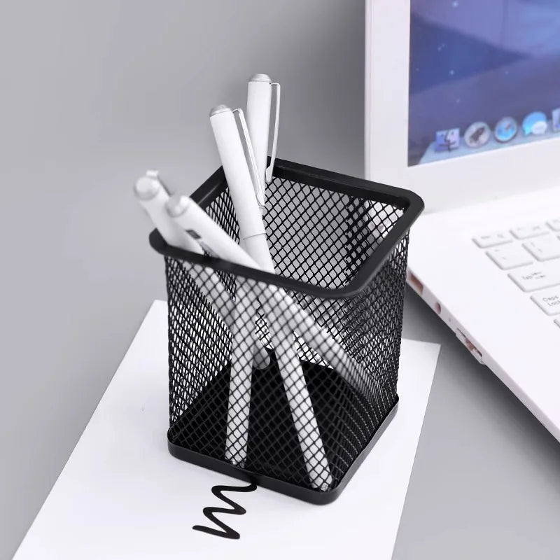 Pencil Door Table Office Metal Square Pen Organizer Durable Simple Round Pen Pot for Table