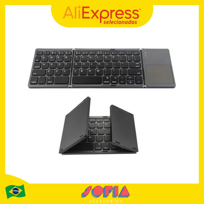 Bluetooth Wireless Rechargeable Mini Foldable Portable Compact High Performance Ergonomic Versatile Keyboard TouchPad for Tablet