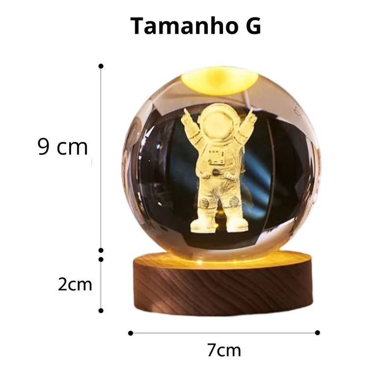 ZOMMI 3D Crital Ball Lampshade Night Light USB Plug in LED Bedroom Night Gift Lamp Galaxia Moon Astronaut Lighting