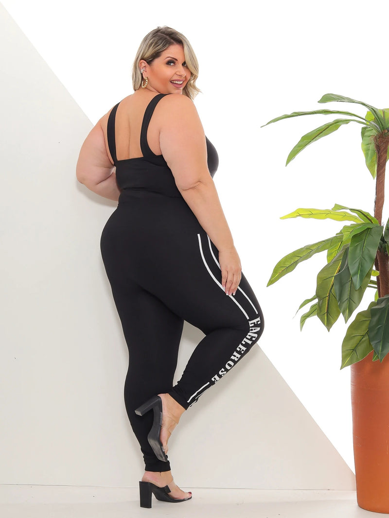 Calça Legging Plus Size Feminina Levanta Bumbum Exclusiva Com Detalhe na Lateral Cintura Alta Comfort Algodão Premium Tendência