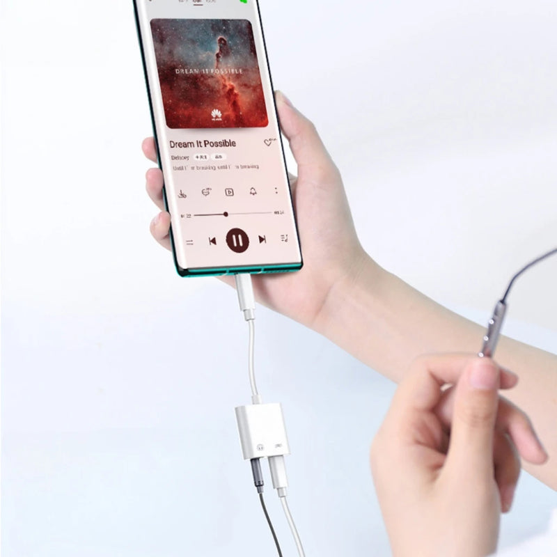 For iOS 3,5mm USB C Earphone Adapter Charging Plug AUX Audio Cable iPhone Samsung Xiaomi