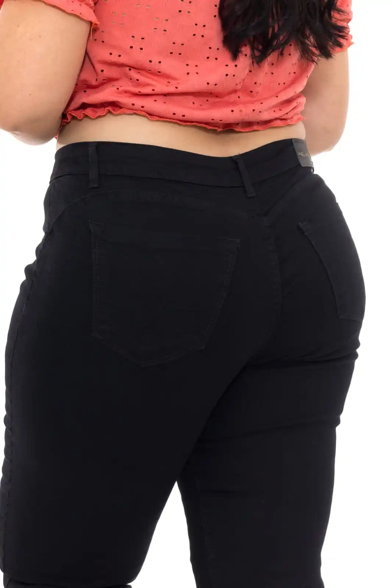 Calça Skinny Feminina Plus Size Preta Cintura Alta Modelo Premium