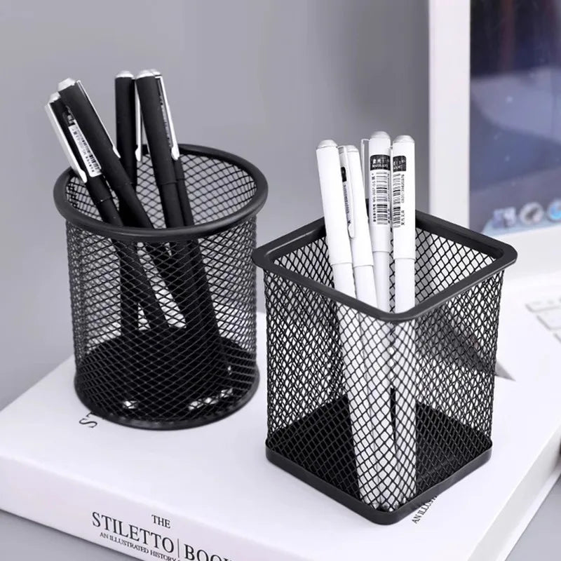 Pencil Door Table Office Metal Square Pen Organizer Durable Simple Round Pen Pot for Table