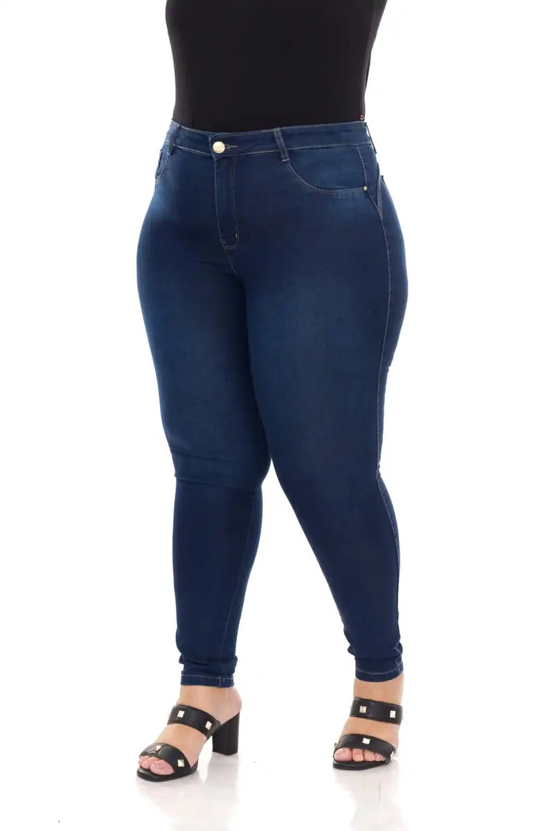 Calça Jeans Feminina Plus Size Cintura Alta Premium