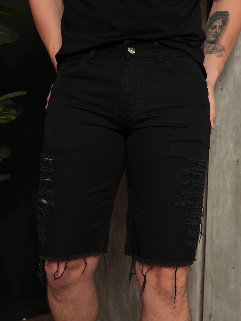 Men's Shorts Black Sarja Shed Bar and Rar Model Casual Fashion