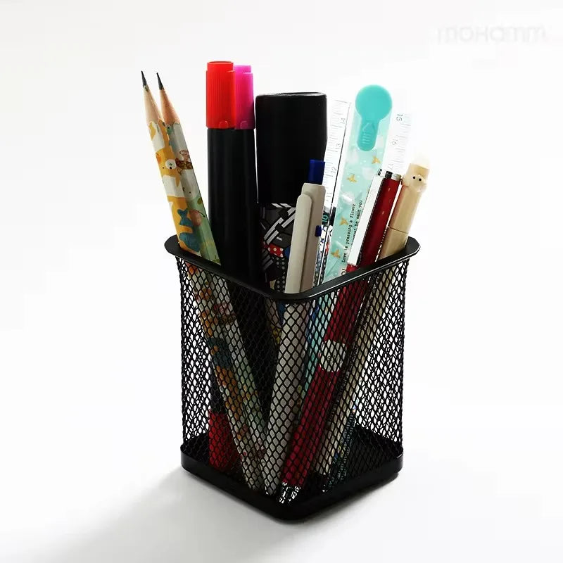 Pencil Door Table Office Metal Square Pen Organizer Durable Simple Round Pen Pot for Table