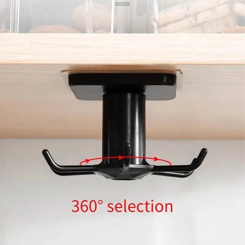 6 hooks kitchen organizer home accessories 360 degree rotary hanger cabinet utensils for convenience