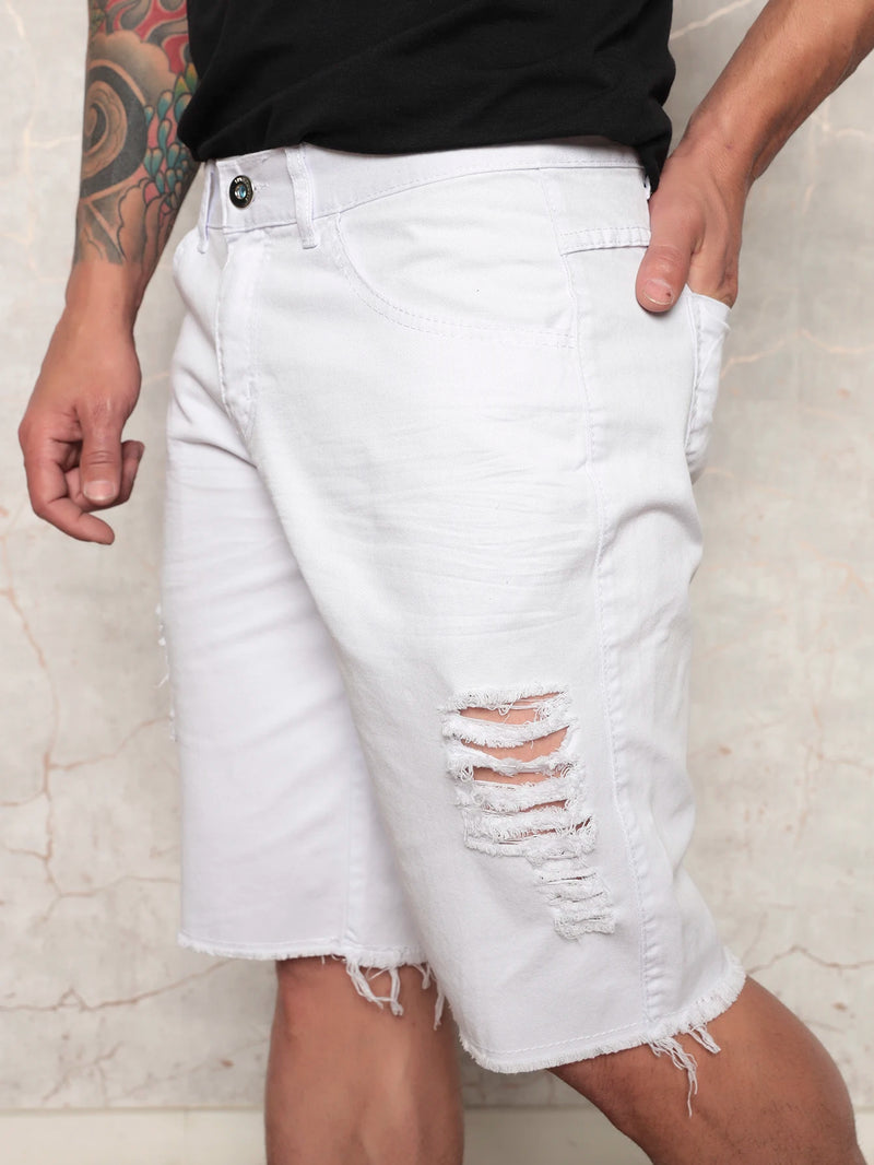 Men's Shorts White Sarge Model Shed Bar and Rar Casual Fashion