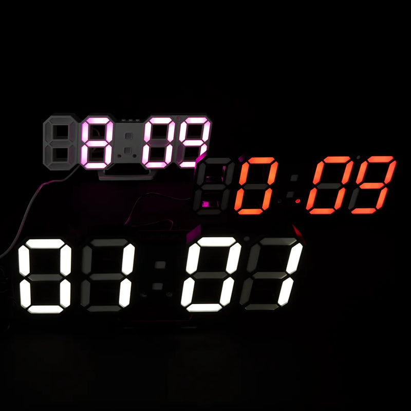 LED Digital Clock 3D Night Clock Electronic Table Alarm Adjustment Bright Wall Clock