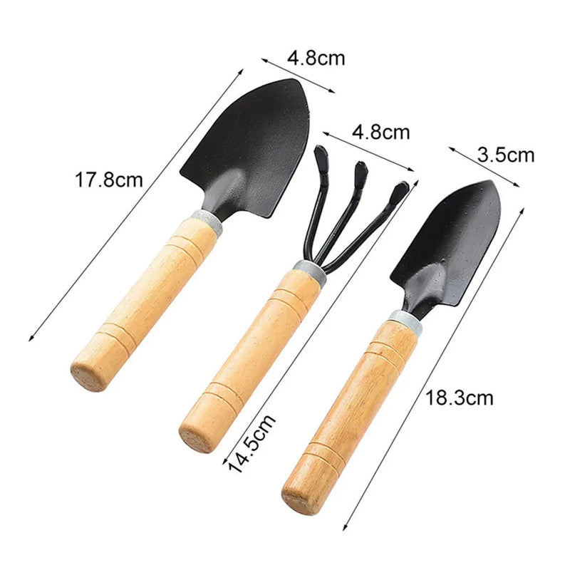 Multifunctional Mini Gardening Tool Set, Potting Tools, Wooden Handle, Dane, Rearring, Home, Plant, Bonsai, 3 Pcs Garden Vegetable Garden