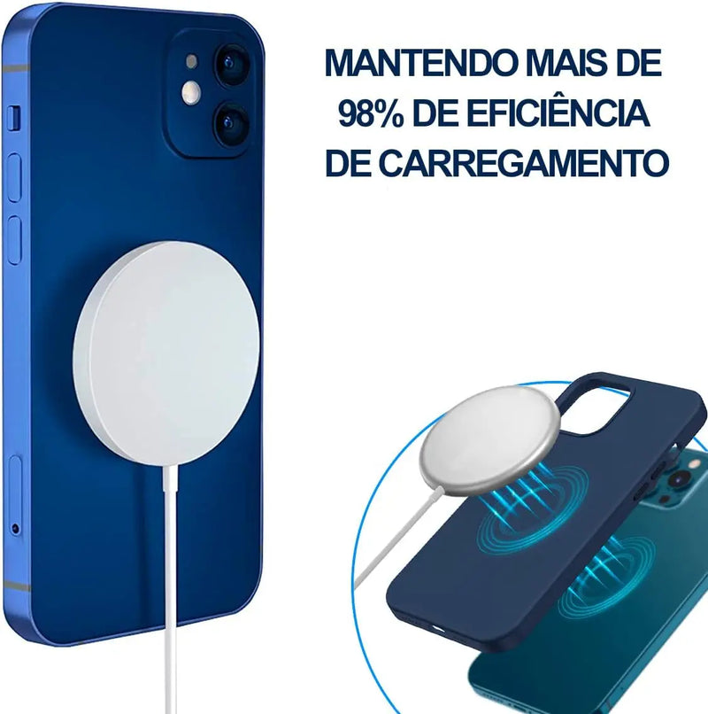 Carregador Magnético Por Indução De Smartphone Celular Compatível Com IPhone 11/12/13 Pro, 11/12/13 Pro Max, 7/8, X/XR/XS, SE