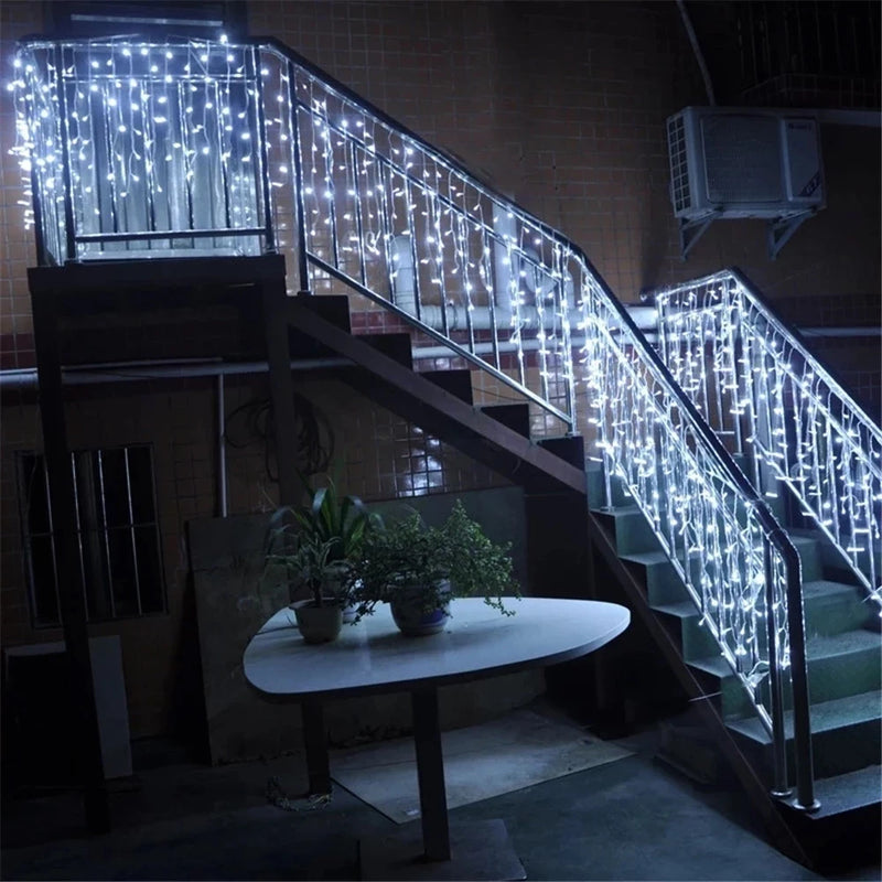 Cascata Pisca Pisca 5m 200Leds 110/220V Luzes de natal 8 funções Guirlanda cachoeira decoração Casa árvore exterior e interior