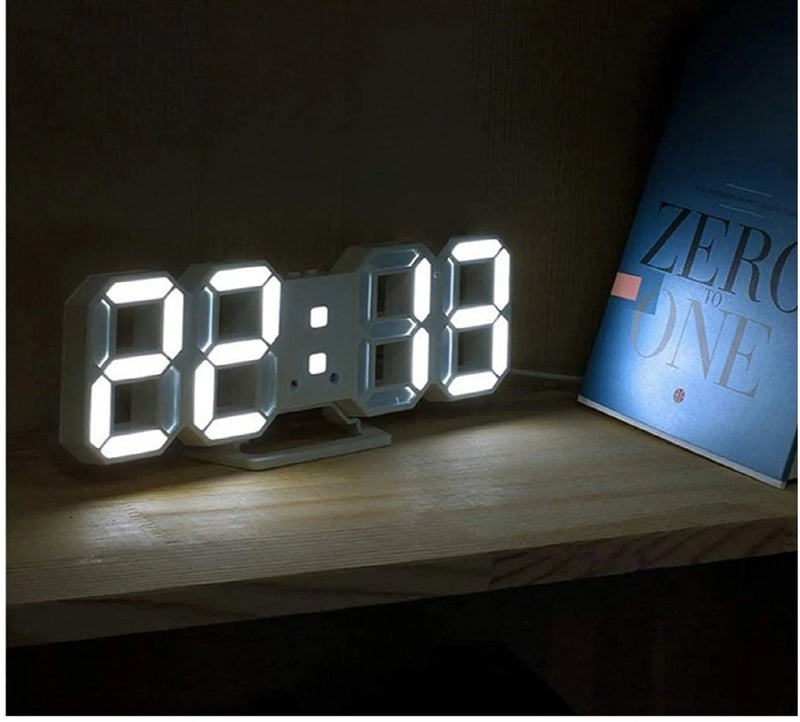 LED Digital Clock 3D Night Clock Electronic Table Alarm Adjustment Bright Wall Clock