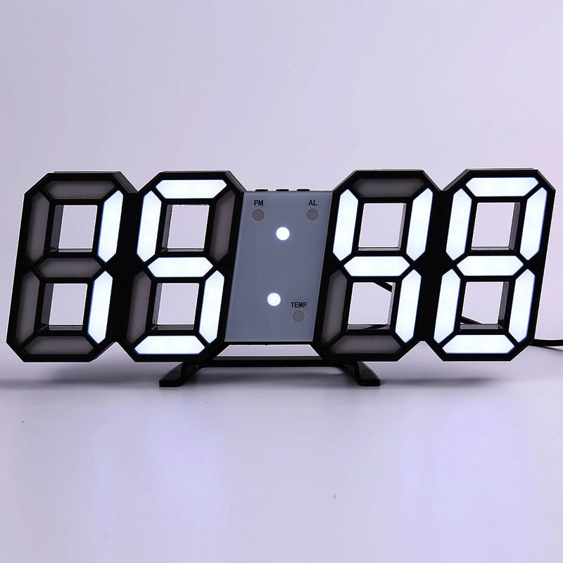 LED Digital Clock 3D Night Clock Electronic Table Alarm Adjustment Bright Wall Clock