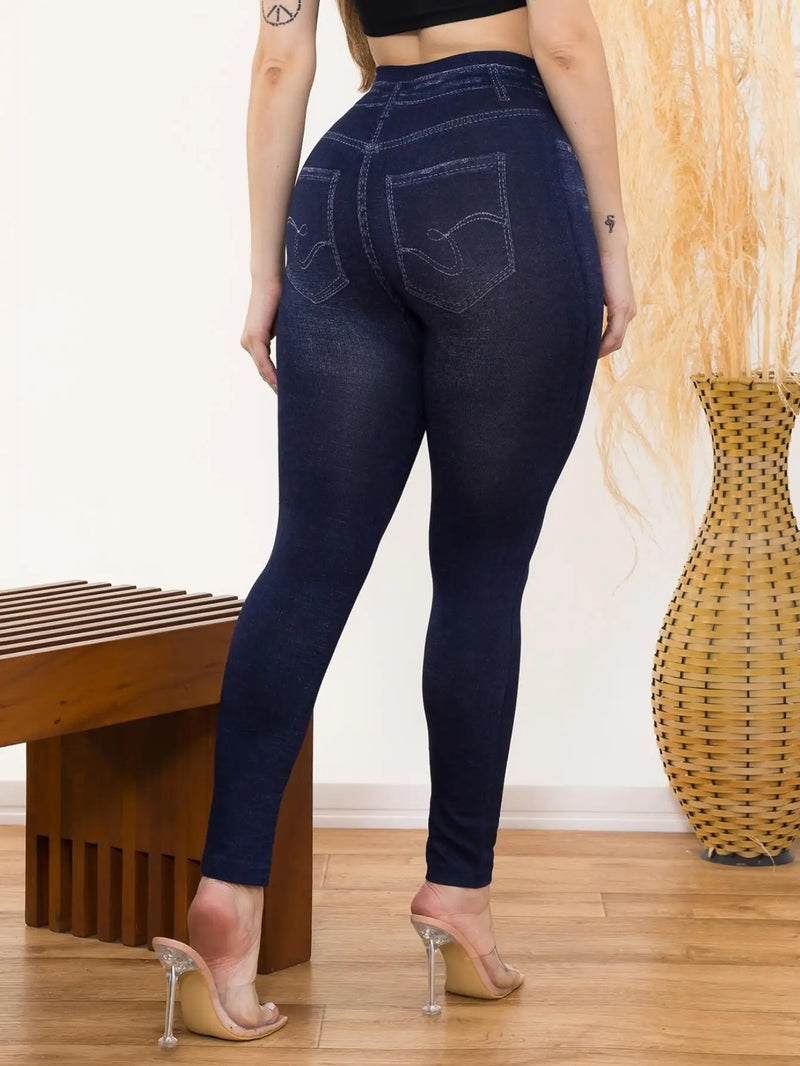 Calça Legging Feminina Fake Jeans Levanta Bumbum