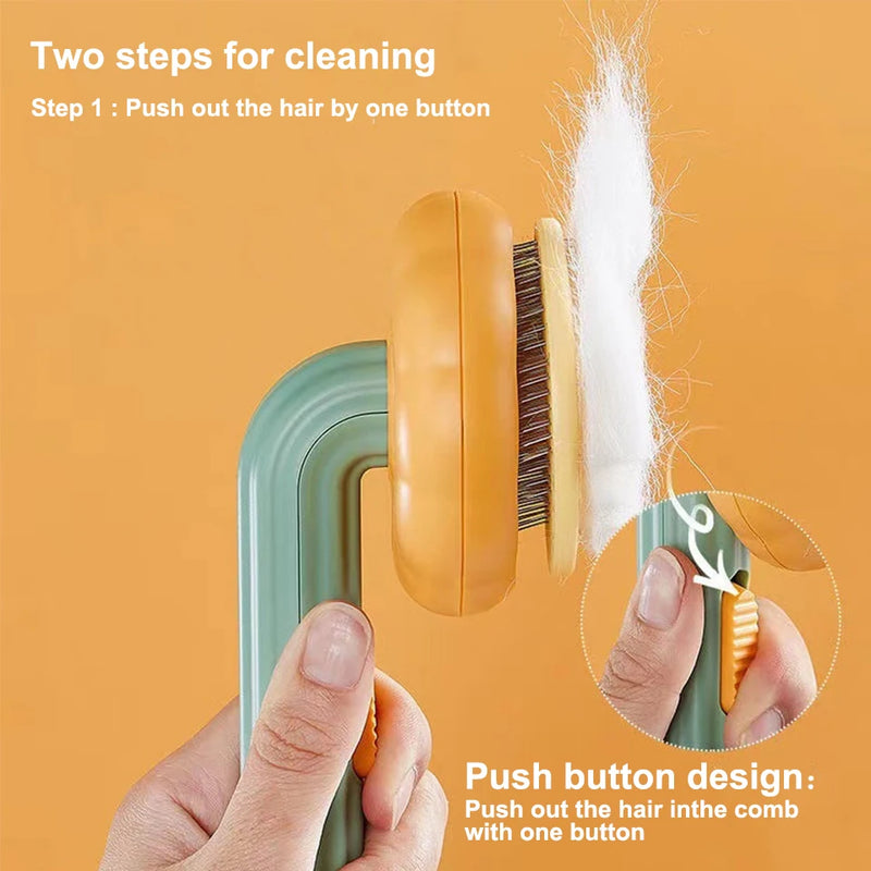 Pumpkin Cat Dog Brush Self Cleaning Slicker Brush Comb for Dogs Cats Grooming Comb Pet Cleaning Grooming Tool Dog Accessories