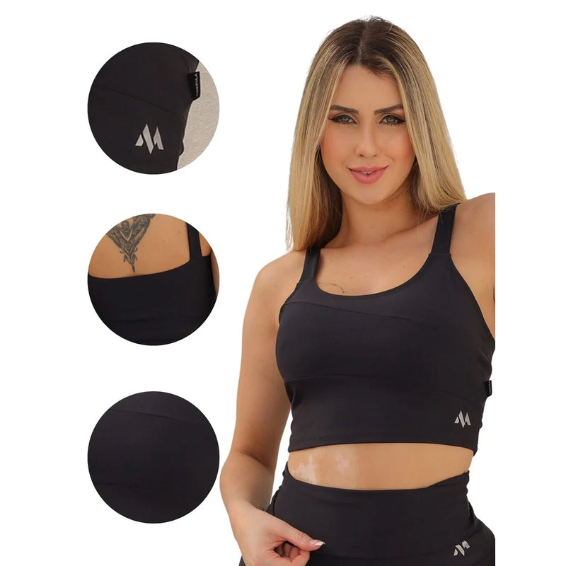 Cropped premium flexi top with strap and cutouts for day to day training