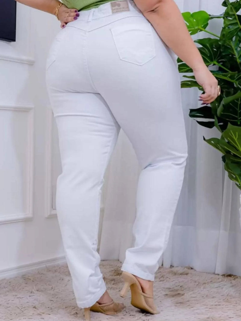 Women's White Jeans Plus Size With Pockets Premium Casual Style Fabric