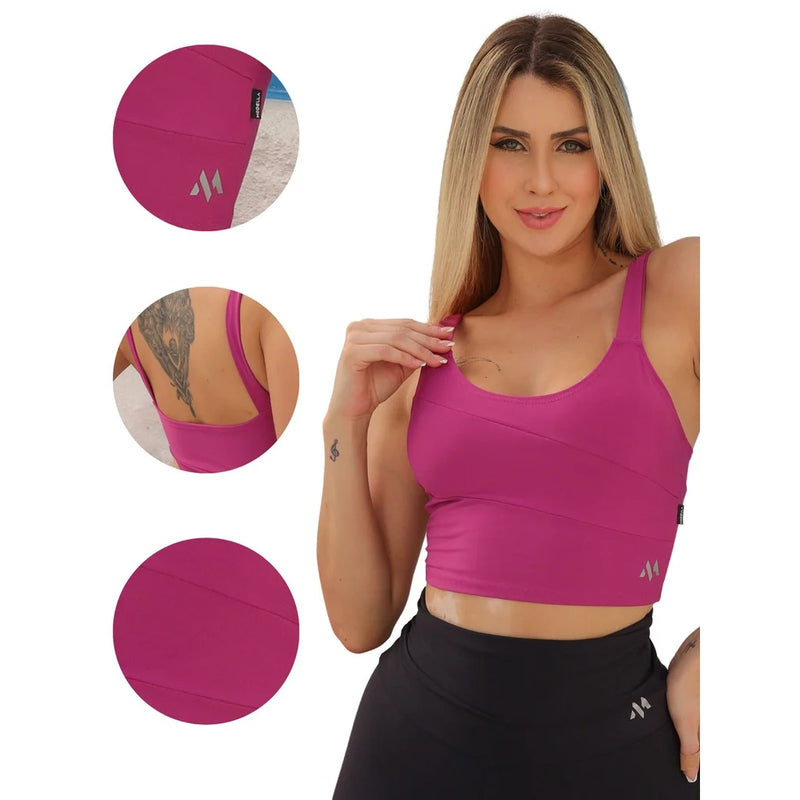 Cropped premium flexi top with strap and cutouts for day to day training