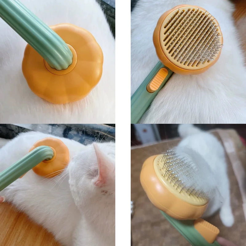 Pumpkin Cat Dog Brush Self Cleaning Slicker Brush Comb for Dogs Cats Grooming Comb Pet Cleaning Grooming Tool Dog Accessories