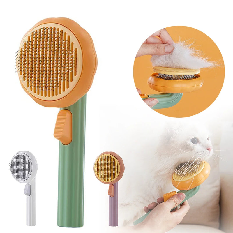 Pumpkin Cat Dog Brush Self Cleaning Slicker Brush Comb for Dogs Cats Grooming Comb Pet Cleaning Grooming Tool Dog Accessories