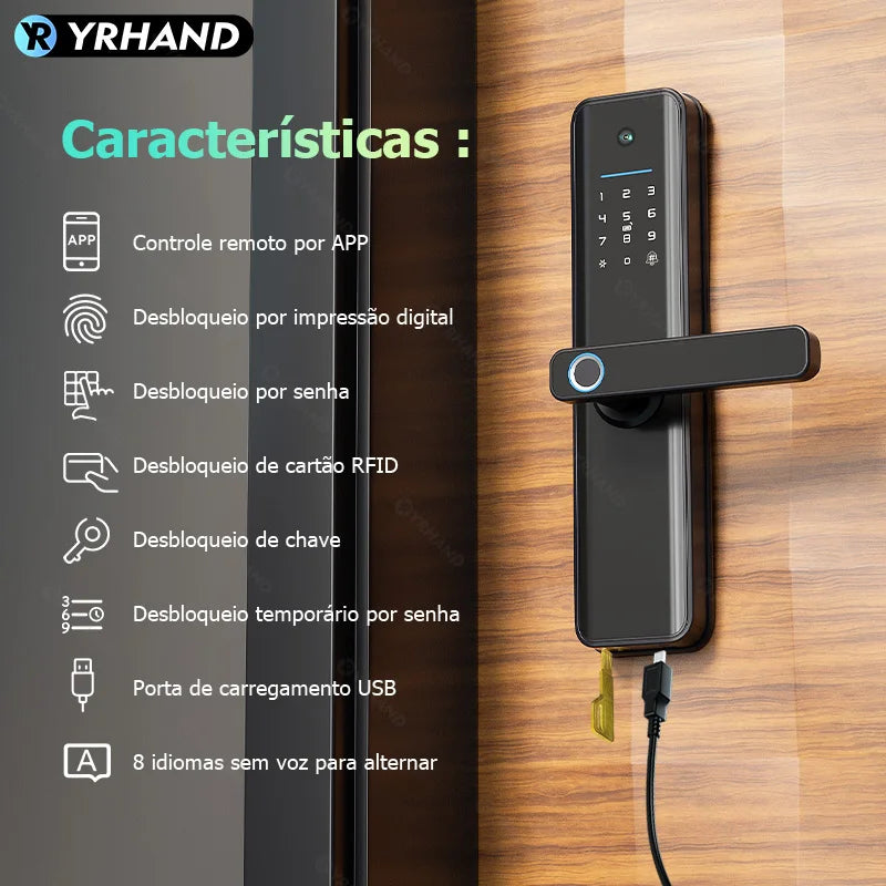 Free Delivery From Brazil Free Tax Tuya Wifi Waterproof eletronica biometria Digital Electronic Fingerprint Tuya Smart Door Lock