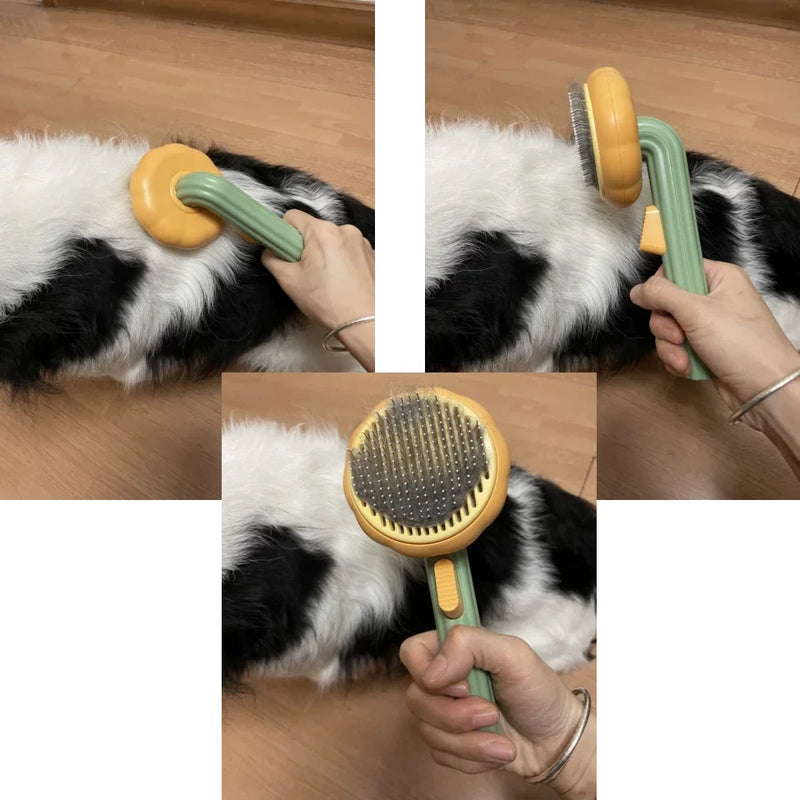 Pumpkin Cat Dog Brush Self Cleaning Slicker Brush Comb for Dogs Cats Grooming Comb Pet Cleaning Grooming Tool Dog Accessories