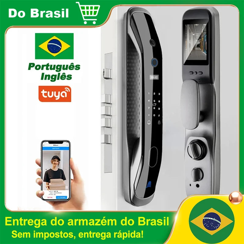 Intelar X2 Do Brasil Digital Door Lock Smart Lock Tuya Wifi App Remote Unlocking Lock Biometric Fingerprint Electronic Door Lock