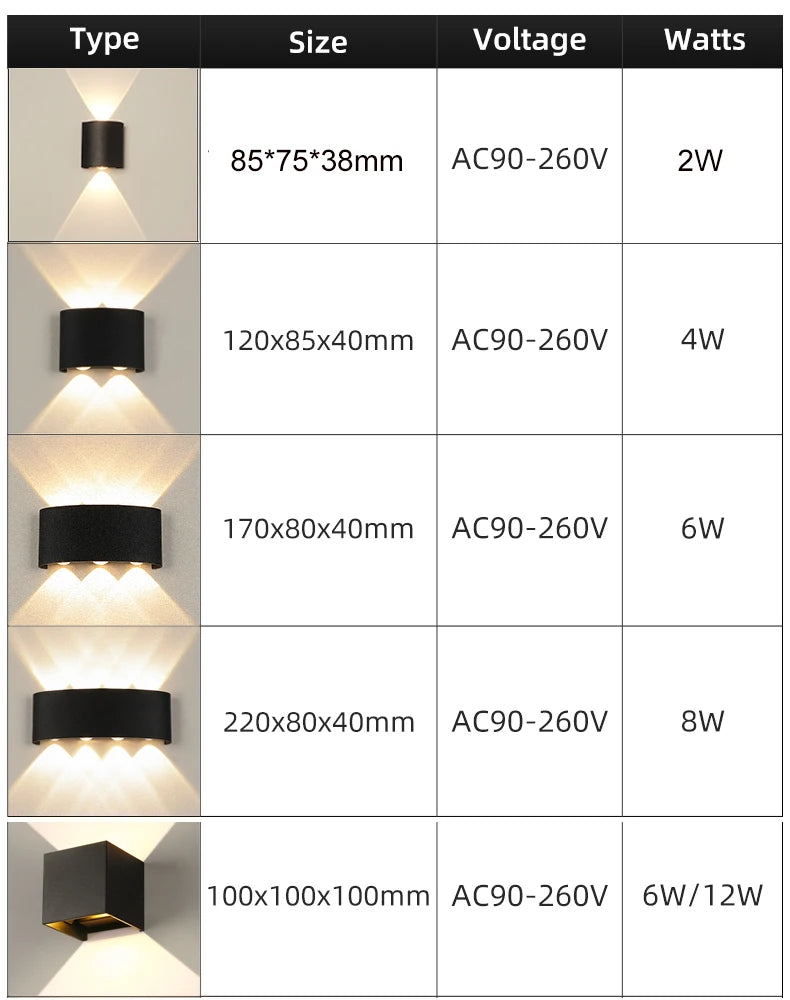 Up and Down Luminesce Wall Lamp Interior Home Decoration Light Fixture Bedroom Stair Living room decor wall decoration Light led