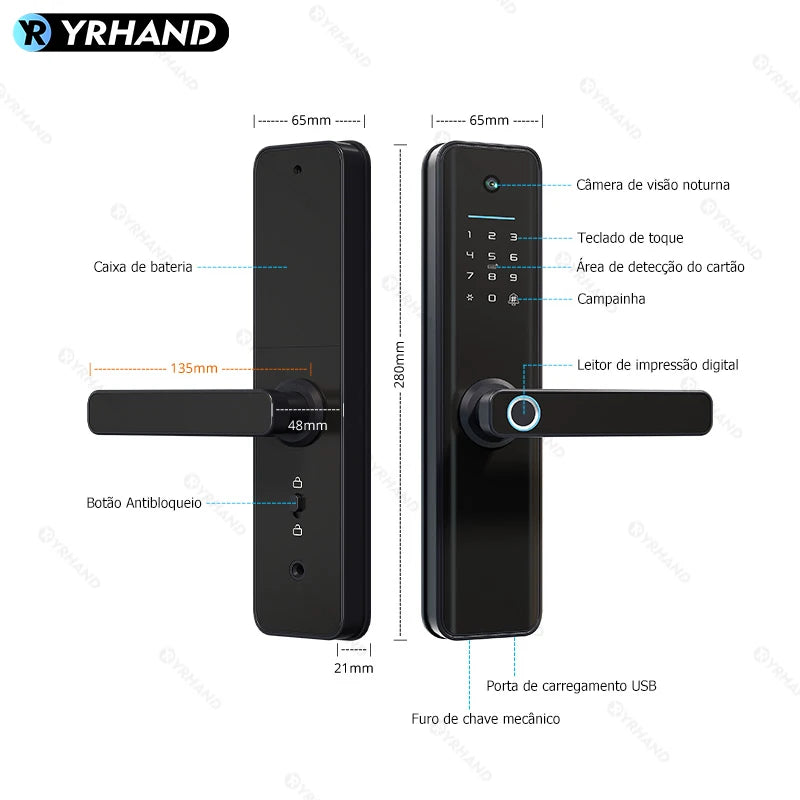 Free Delivery From Brazil Free Tax Tuya Wifi Waterproof eletronica biometria Digital Electronic Fingerprint Tuya Smart Door Lock