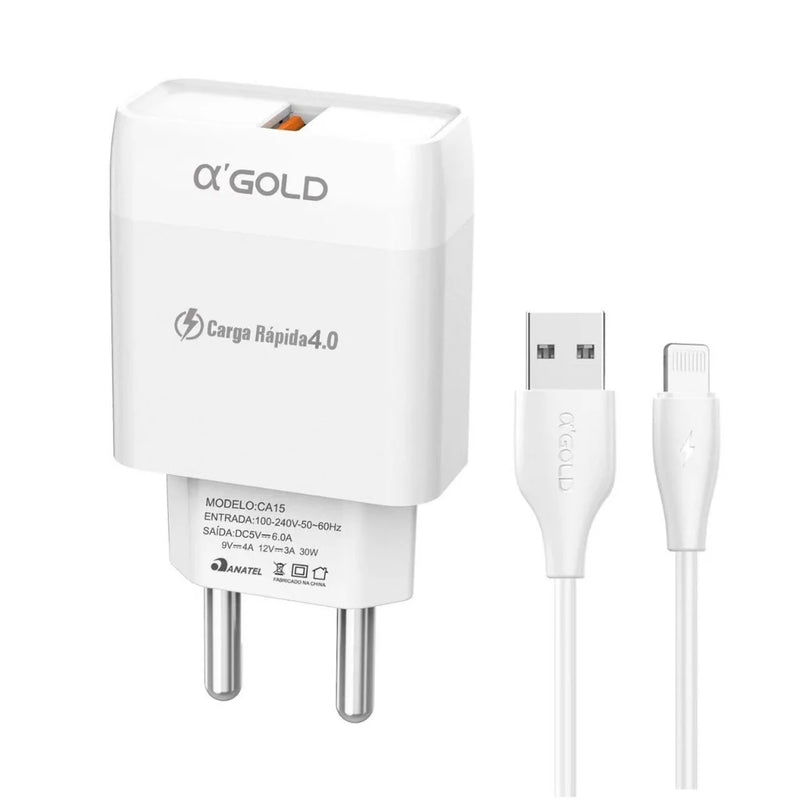 Carregador Celular Premium Turbo 30w Saída Usb-c Cabo USB